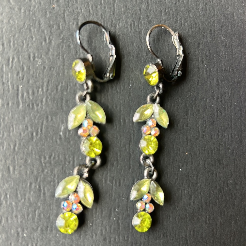 Green stone drop earrings